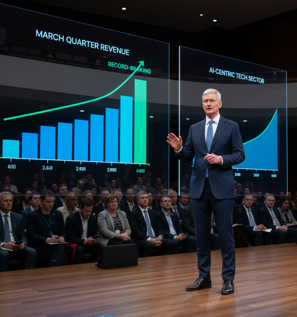 Apple Achieves Record-Breaking March Quarter, Defying AI-Centric Tech Trends — AI-generated illustration