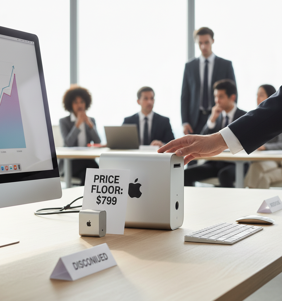 Apple Axes Entry-Level Mac Mini, Raising Price Floor to $799 — AI-generated illustration