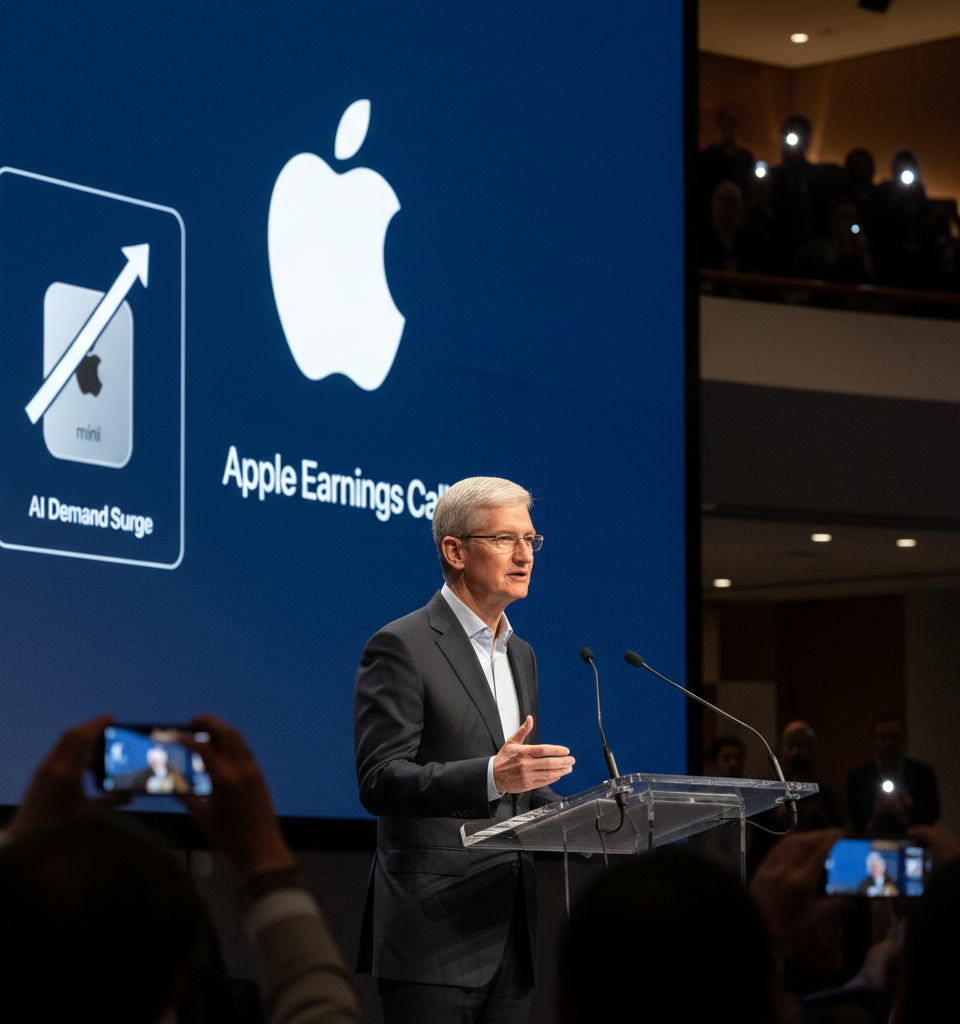 Apple CEO Tim Cook Warns of Mac Mini Shortages Amid Unprecedented AI Demand — AI-generated illustration