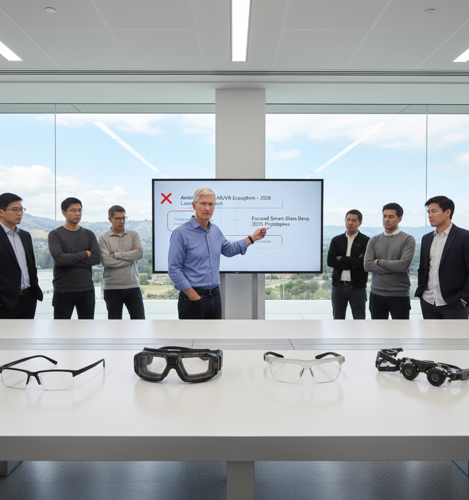 Apple Experiments with Four Smart Glass Designs, Scaling Back Ambitious AR/VR Vision — AI-generated illustration