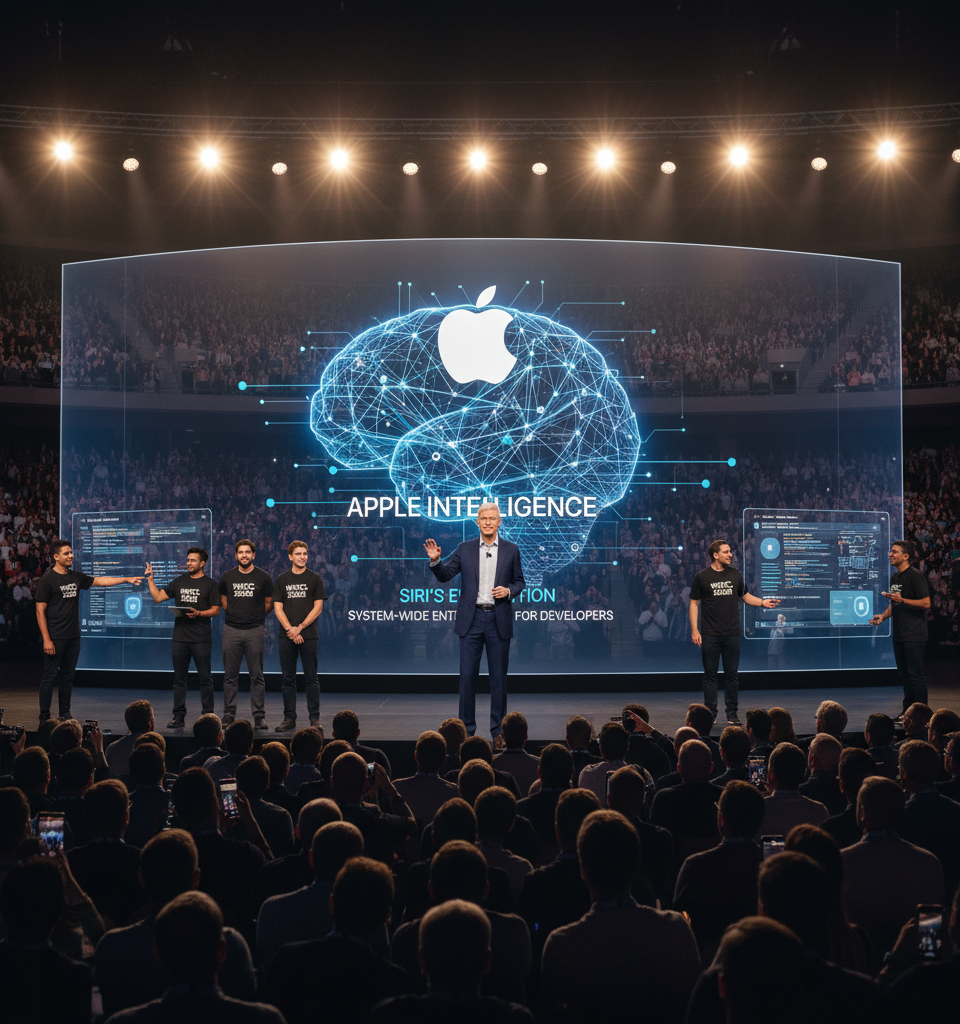 Apple Intelligence: Siri's Evolution into a System-Wide Enterprise AI Layer for Developers — AI-generated illustration