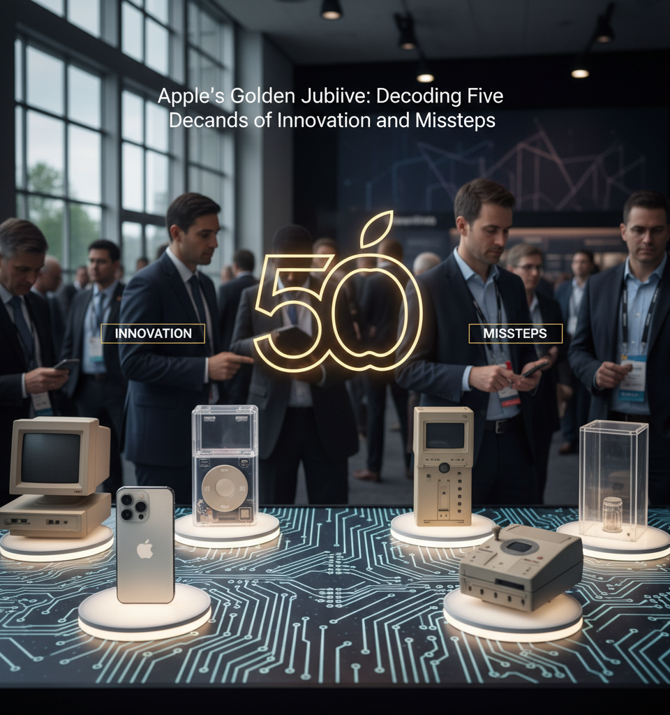 Apple's Golden Jubilee: Decoding Five Decades of Innovation and Missteps — AI-generated illustration
