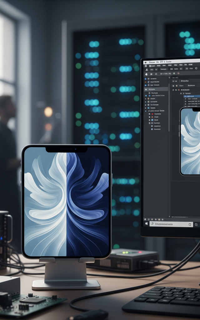Apple's iPhone Duo Wallpapers Surface in Xcode 27.1 Beta, Not iOS 27 — AI-generated illustration