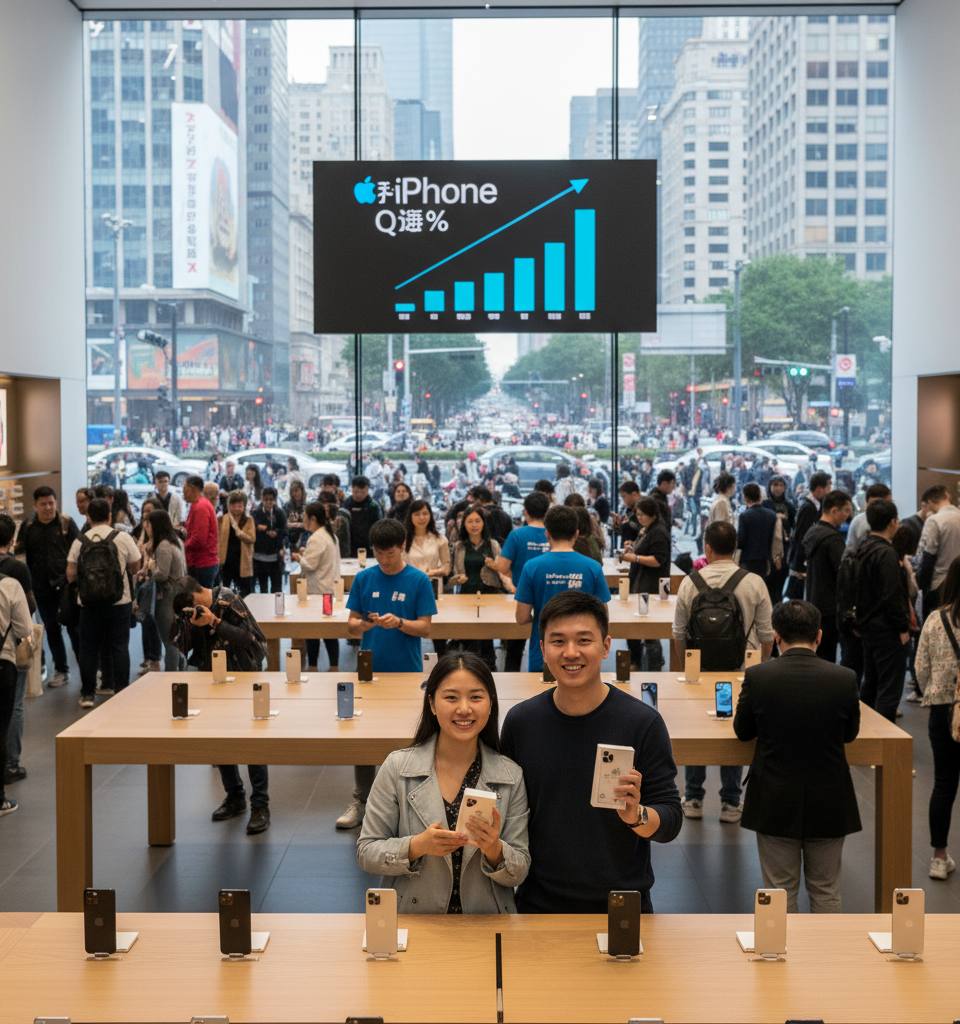 Apple's iPhone shipments in China surge 20% in Q1, data shows — AI-generated illustration