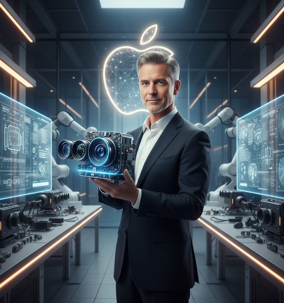Apple's next CEO has spent years building the cameras he's about to inherit — AI-generated illustration