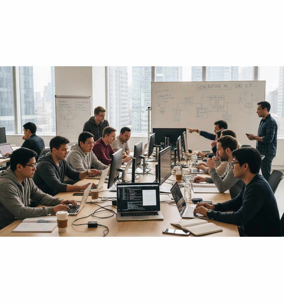 Apple's Siri Engineers Head to AI Coding Bootcamp Amidst Generative Tech Race — AI-generated illustration