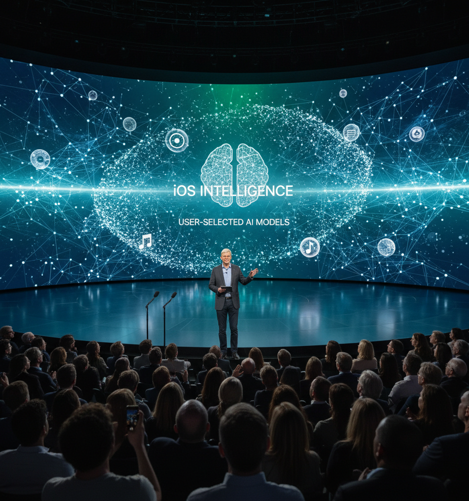 Apple to Revolutionize iOS with User-Selected AI Models, Shaking Up Tech Landscape — AI-generated illustration