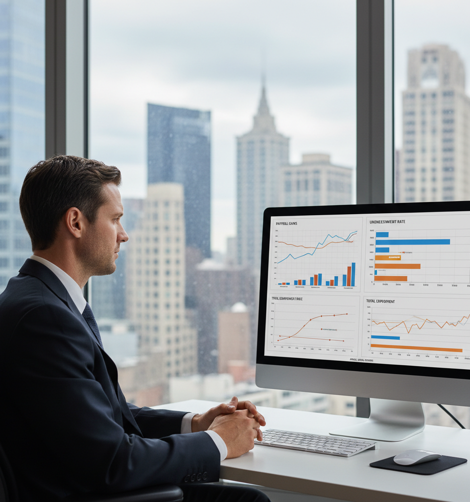 April Jobs Report: Payroll Gains Slow, Unemployment Holds Steady Amidst Revisions — AI-generated illustration