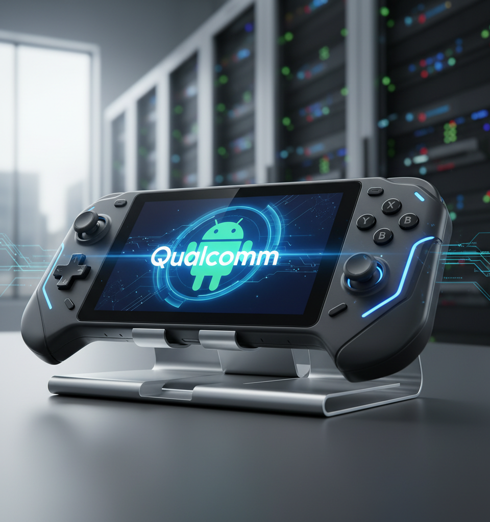 Arc X1 Handheld Gaming Console Partners with Qualcomm for Android Device — AI-generated illustration
