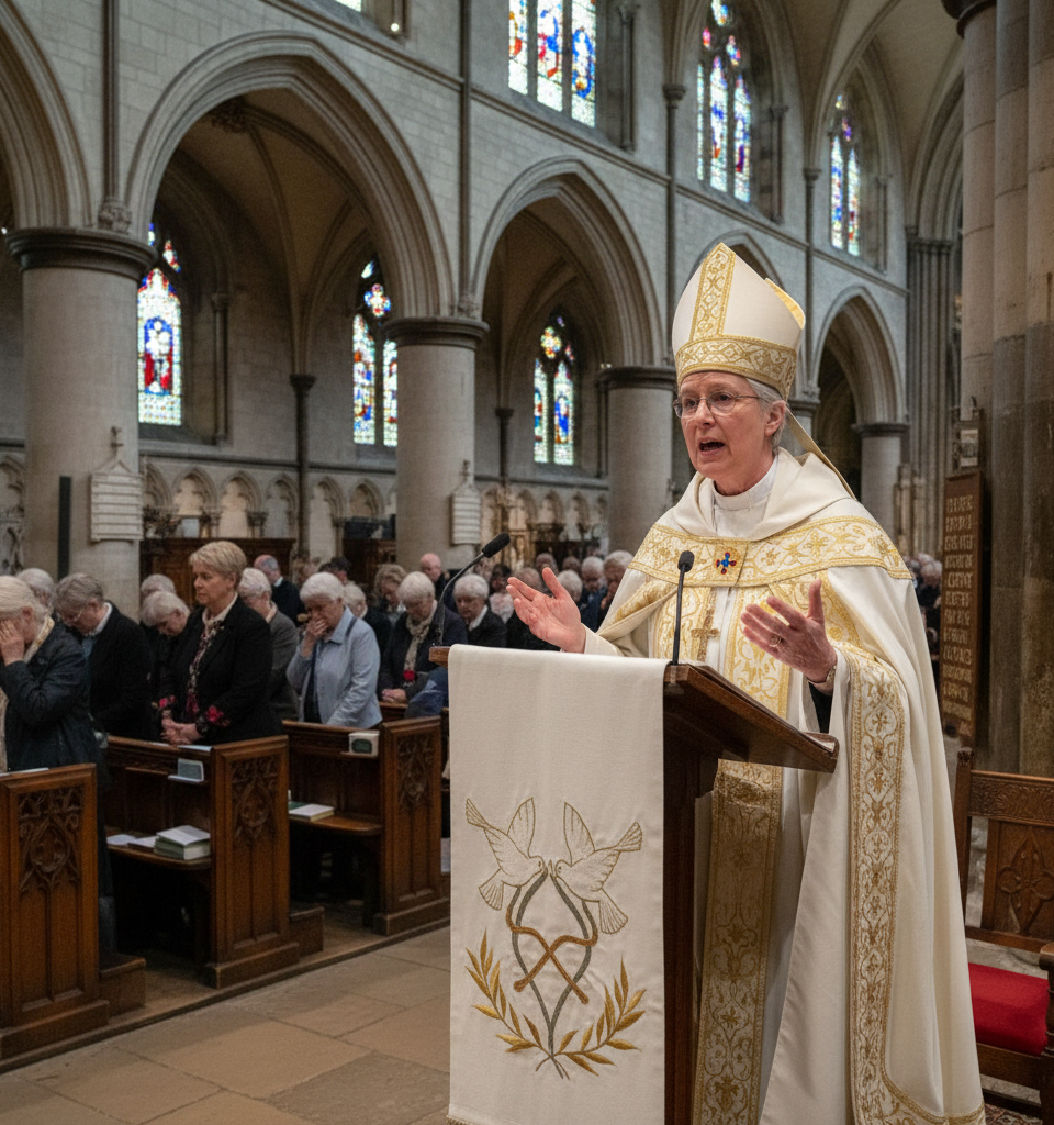 Archbishop Sarah Mullally to Deliver Urgent Plea for Middle East Peace in Historic Easter Sermon — AI-generated illustration