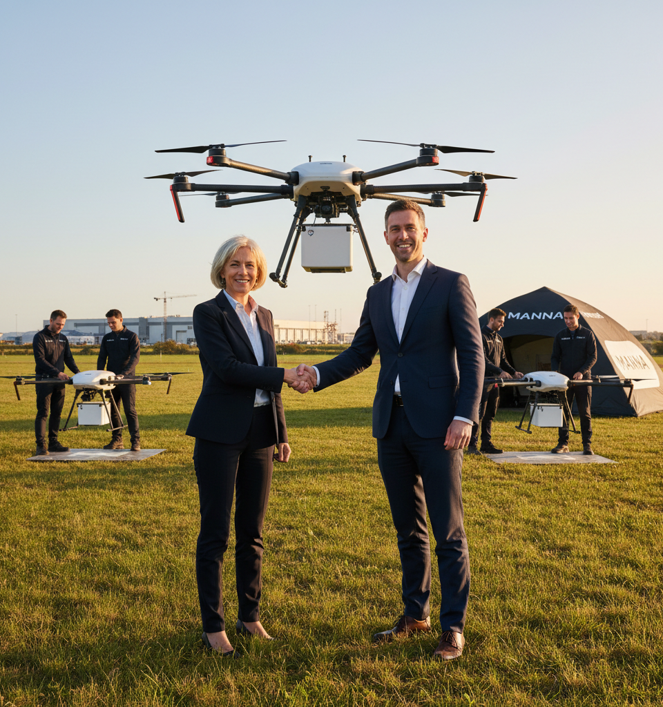 ARK Invest Backs Manna: Underdog Drone Delivery Gears Up to Challenge Industry Giants — AI-generated illustration