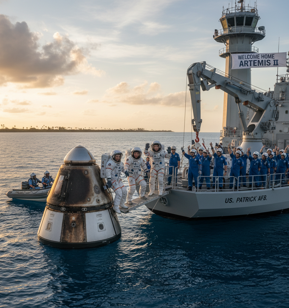 Artemis II Astronauts Are Set to Arrive Home — AI-generated illustration