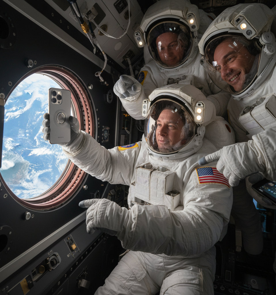 Artemis II Astronauts Capture Earth with iPhone 17 Pro Max, Signaling New Era for Space Photography & Tech Integration — AI-generated illustration