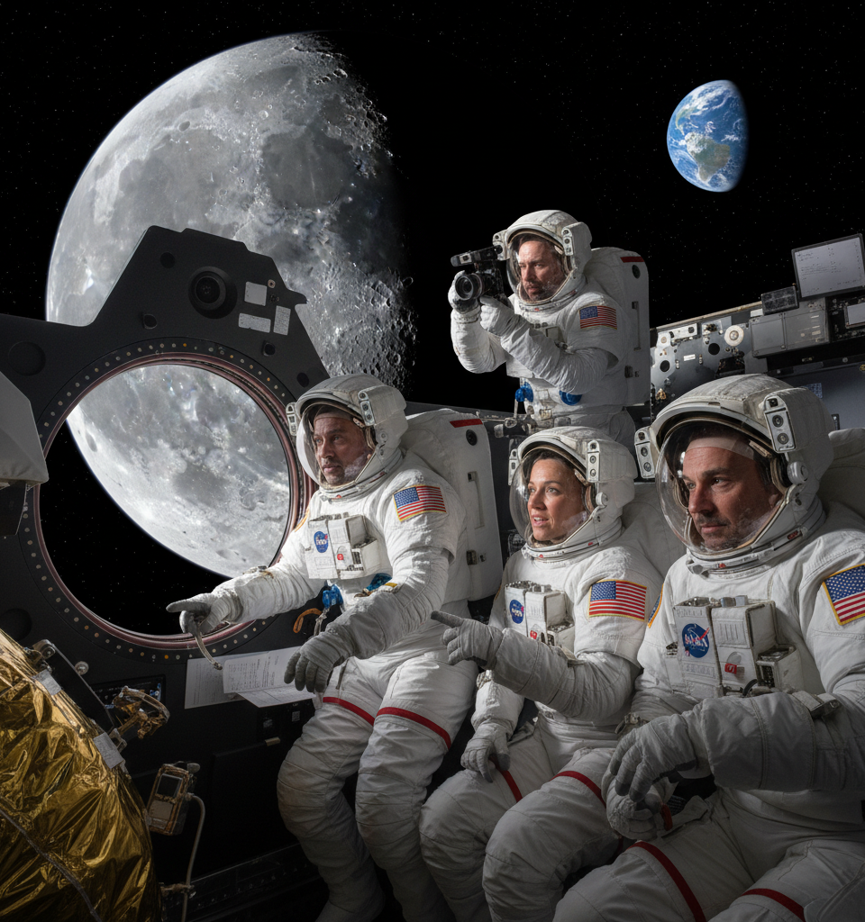 Artemis II Astronauts Script History with Record-Breaking Lunar Flyby — AI-generated illustration