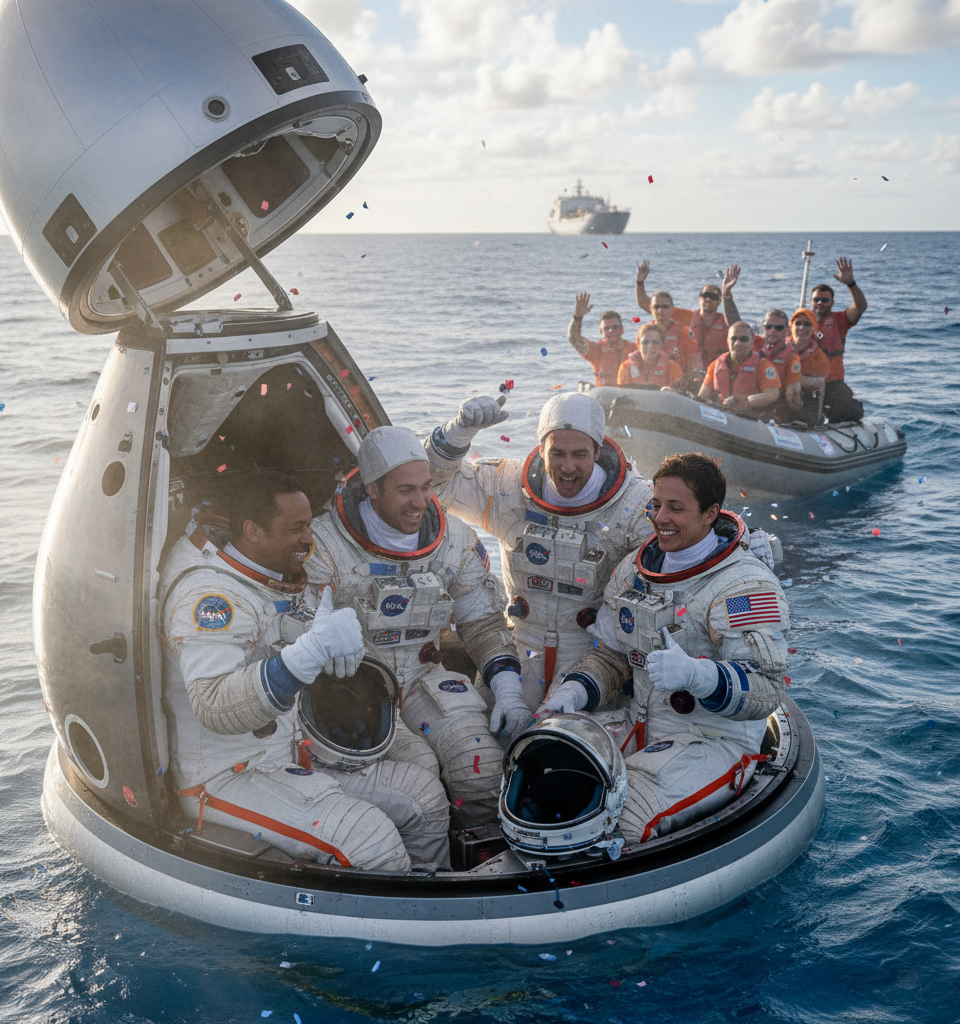 Artemis II Crew Makes Historic Deep Space Return, Paving Way for Lunar Future — AI-generated illustration
