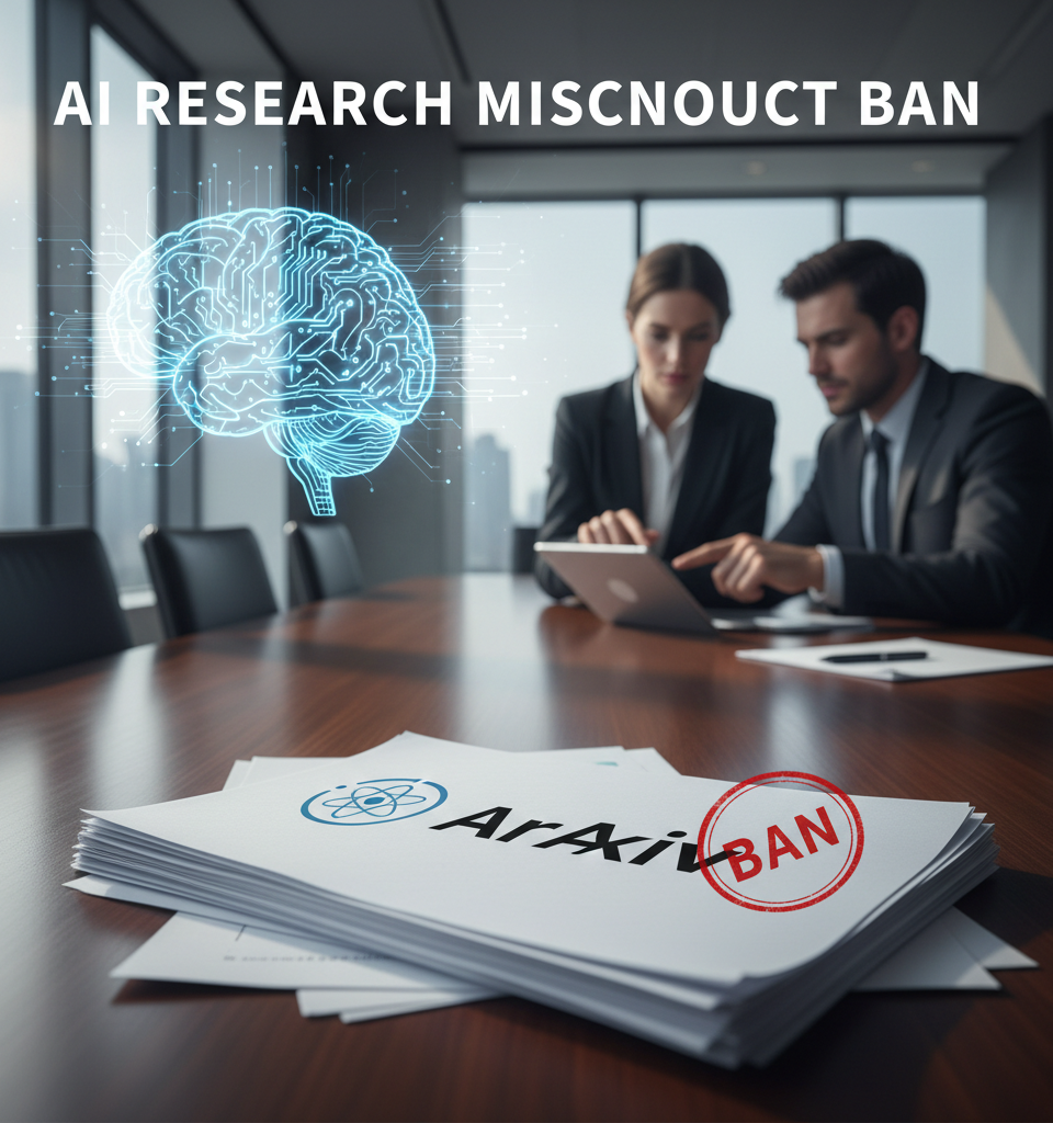 ArXiv Imposes One-Year Ban for AI-Generated Research Misconduct Amid Rising LLM Concerns — AI-generated illustration