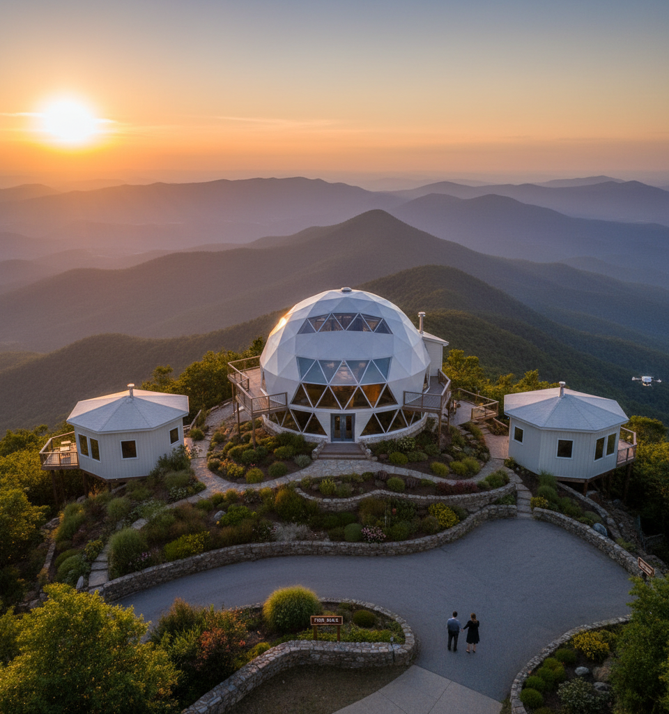 Asheville's Dome Home Oasis: Mountain Estate Hits Market for $3.5 Million — AI-generated illustration