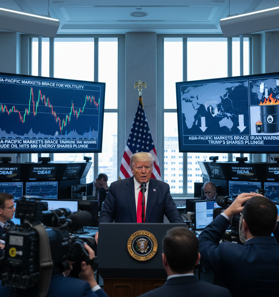 Asia-Pacific Markets Brace for Volatility Amid Trump's Iran Warning, Oil Fears — AI-generated illustration