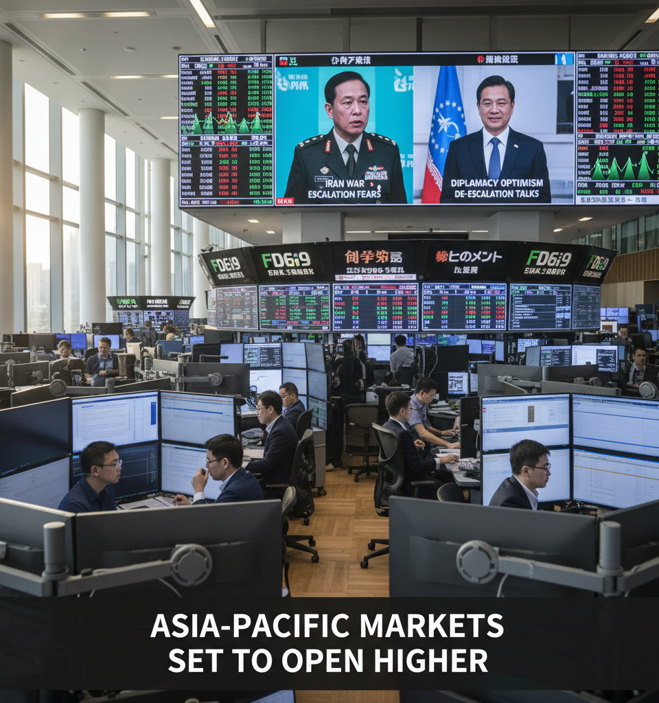 Asia-Pacific markets set to open higher as investors assess mixed messaging on Iran war — AI-generated illustration