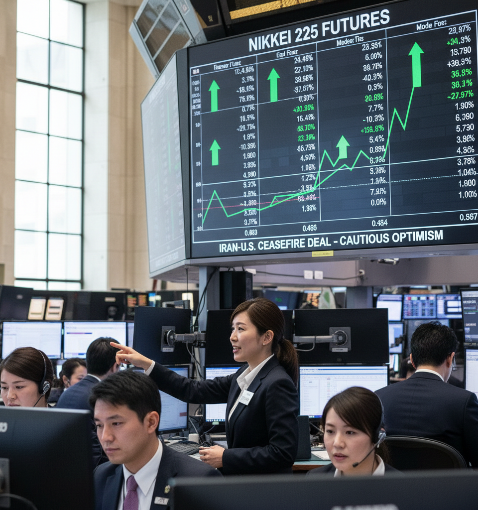 Asian Markets Edge Up as Fragile Iran-U.S. Ceasefire Deal Provides Cautious Optimism — AI-generated illustration