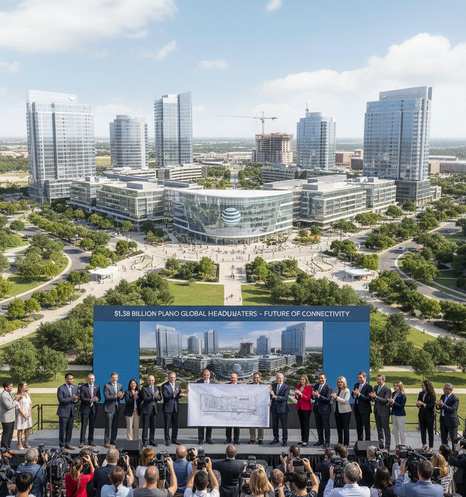 AT&T Unveils Ambitious $1.35B Plano HQ, More Than Doubling Footprint — AI-generated illustration