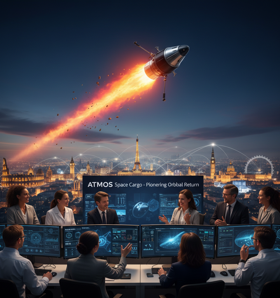 ATMOS Space Cargo Secures €25.7M to Pioneer Europe's First Routine Orbital Return Service — AI-generated illustration