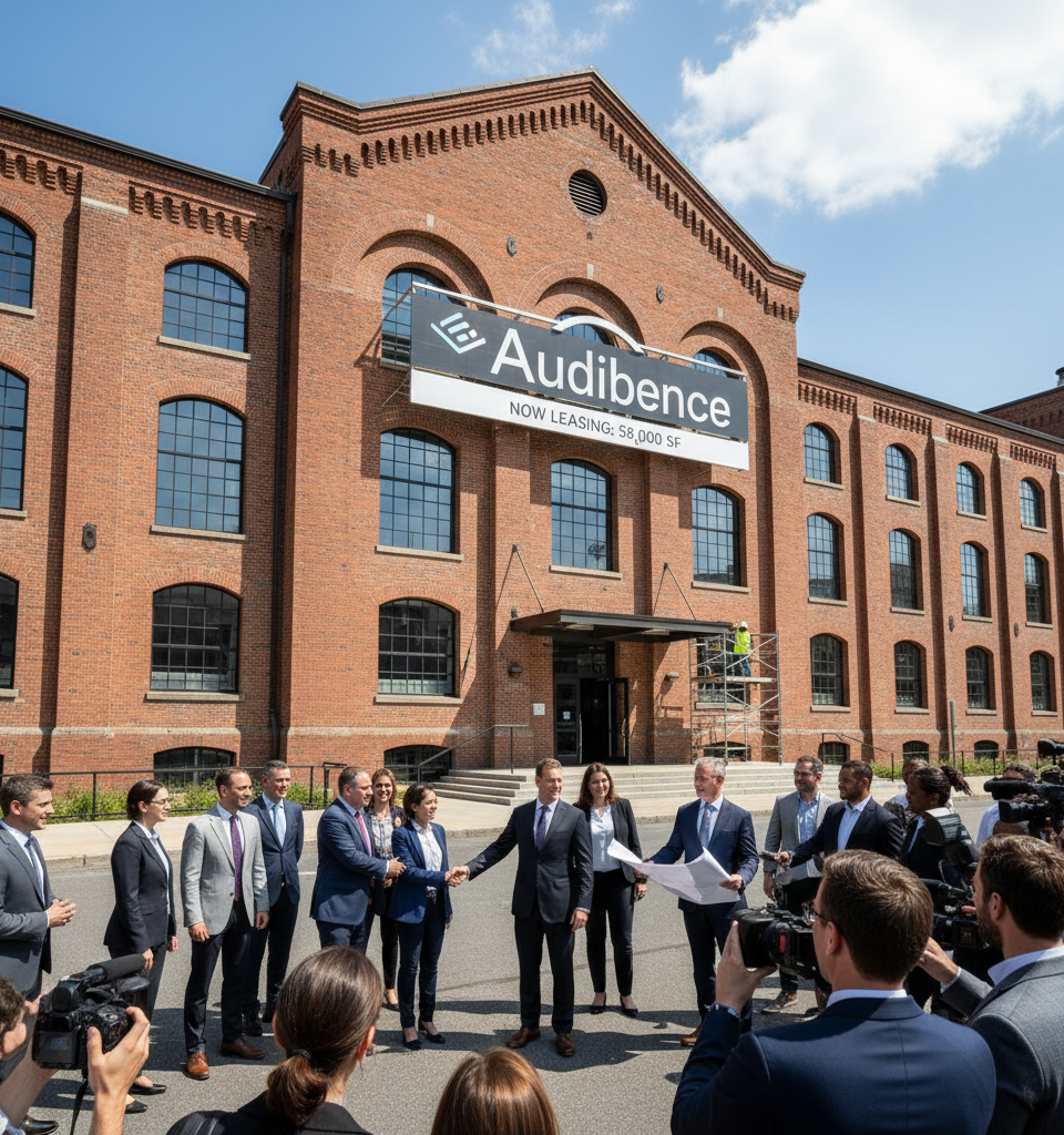 Audible Difference Anchors Brooklyn Army Terminal's 58,000 SF Leasing Surge — AI-generated illustration