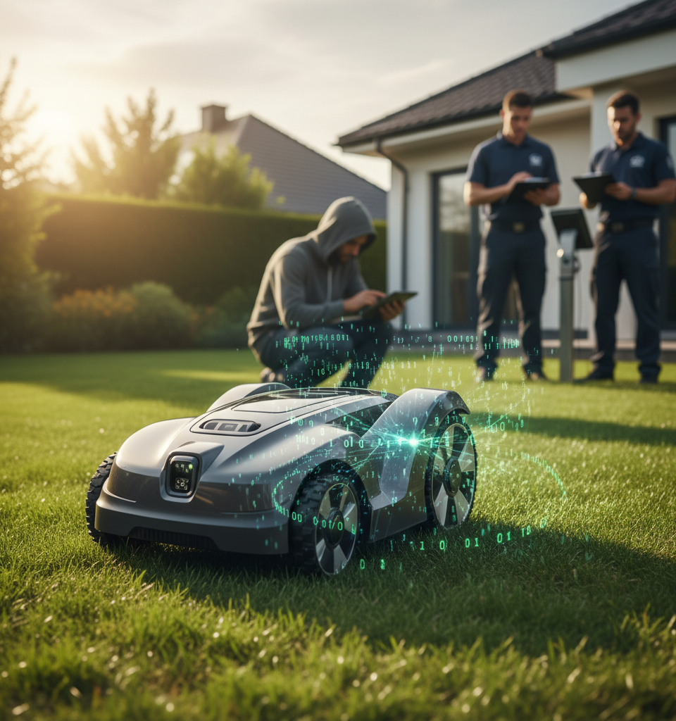 Autonomous Gardeners Pose Cyber Risk: Unpatched Robot Mowers Vulnerable to Hacking — AI-generated illustration