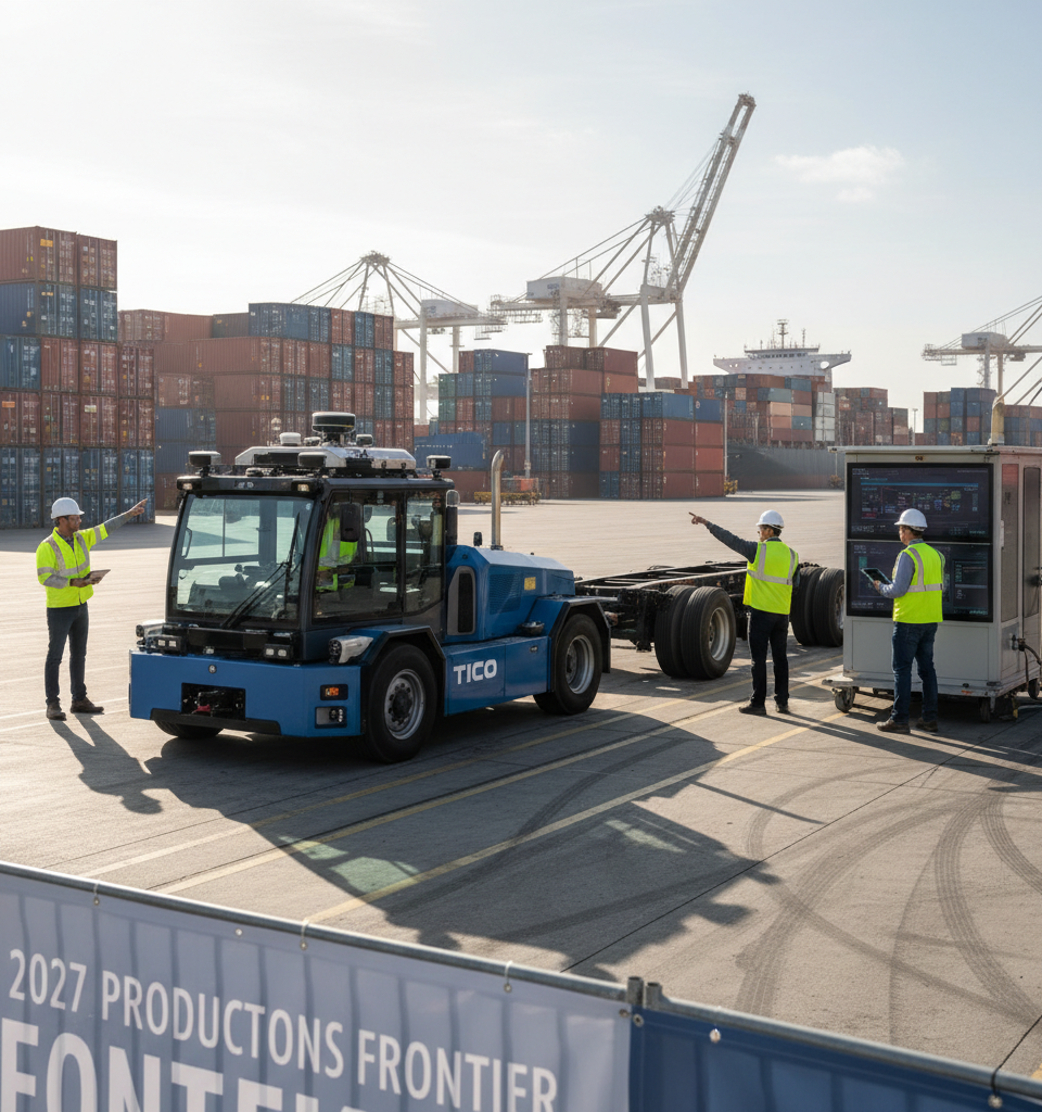Autonomous Yard Tractors Poised for 2027 Production, Marking New Frontier for Trucking — AI-generated illustration