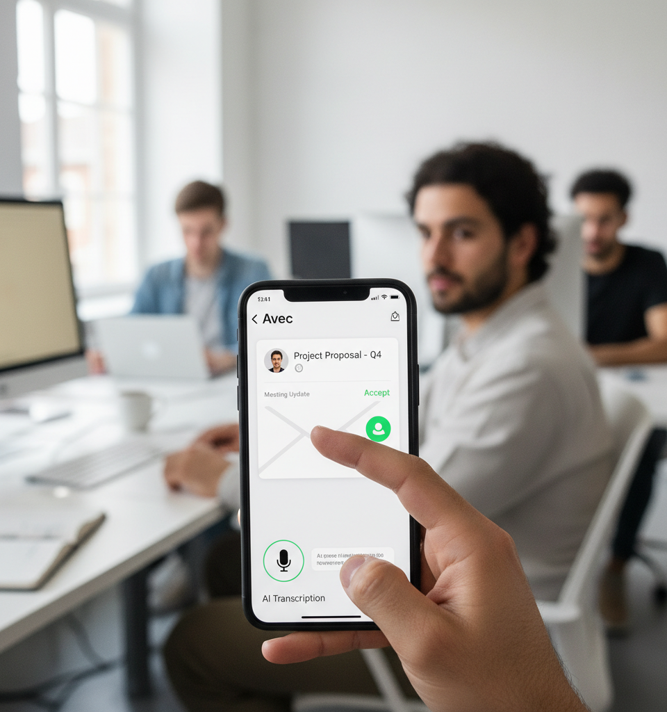 Avec Revolutionizes Email Management with Tinder-Inspired Swipe Interface and AI Transcription — AI-generated illustration