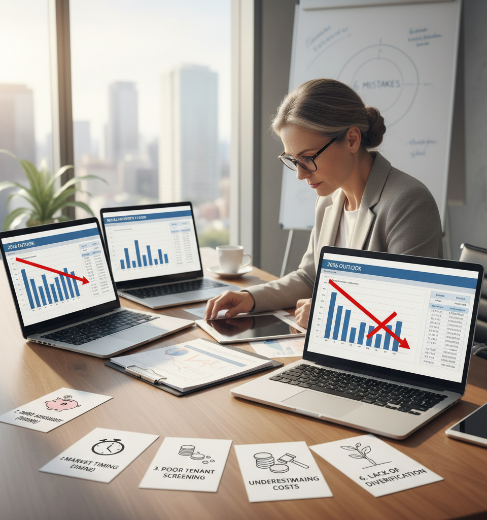 Avoiding Real Estate Pitfalls: 6 Critical Mistakes to Bypass in 2026 for Rental Property Investors — AI-generated illustration