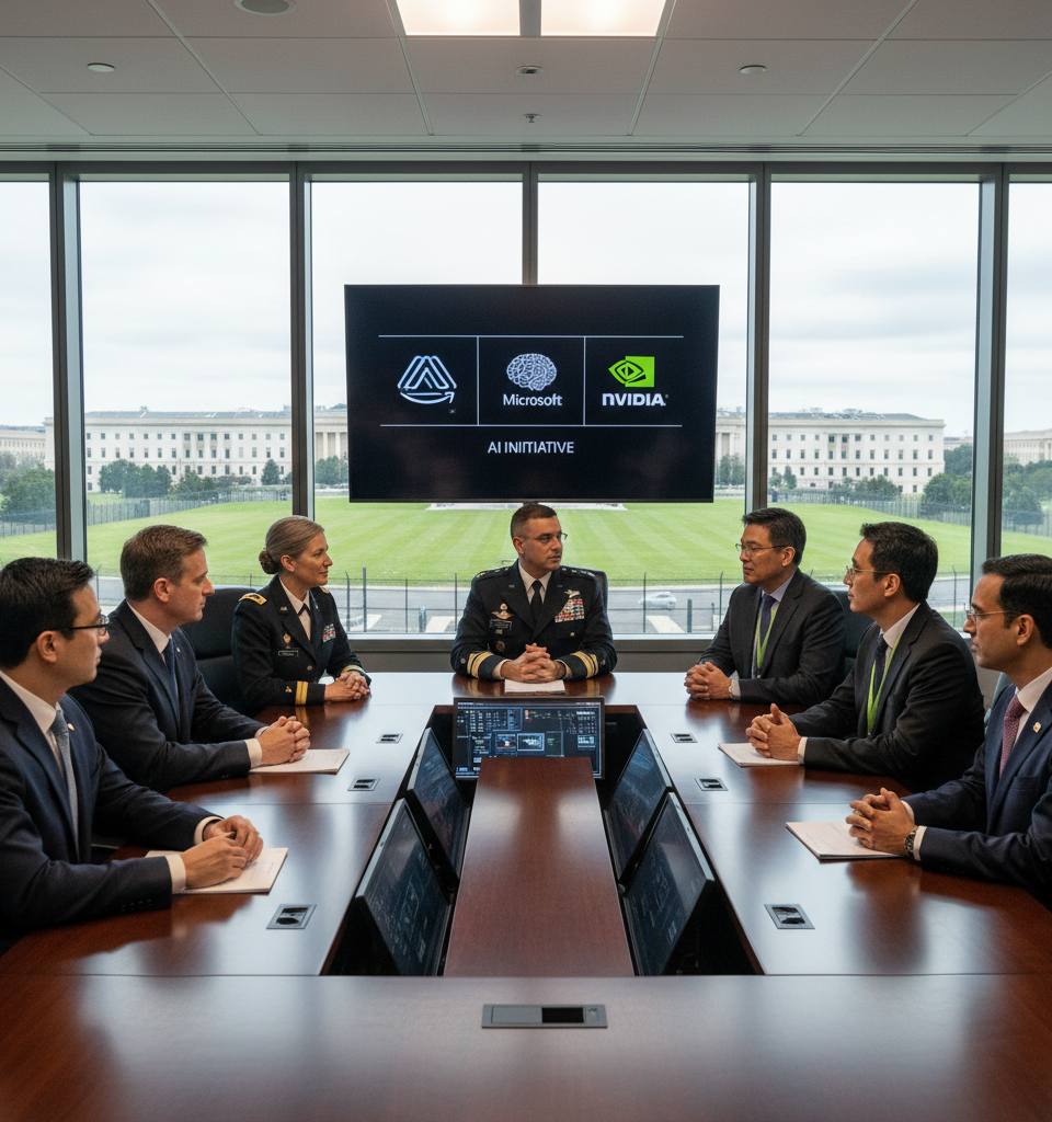 AWS, Microsoft, NVIDIA Join Pentagon's AI Initiative, Broadening Tech Sector Collaboration — AI-generated illustration