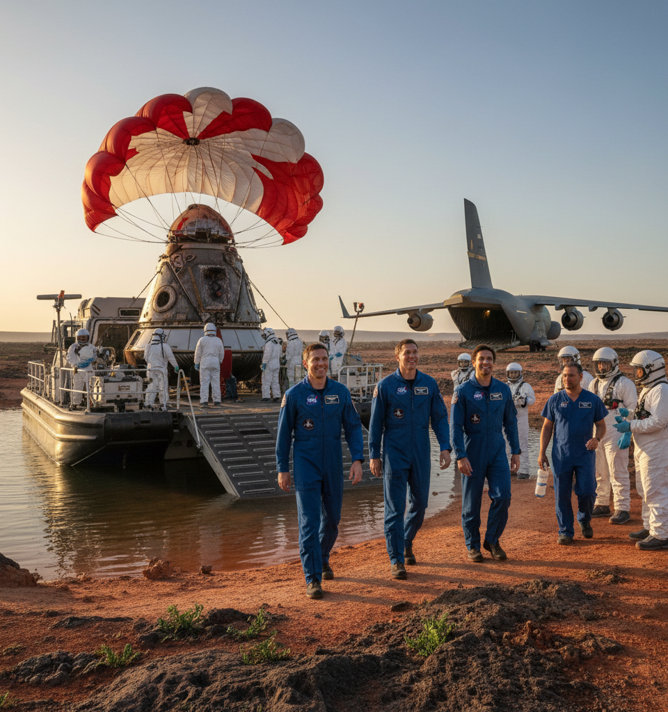 Back to Earth: What happens to the Artemis II astronauts now? — AI-generated illustration