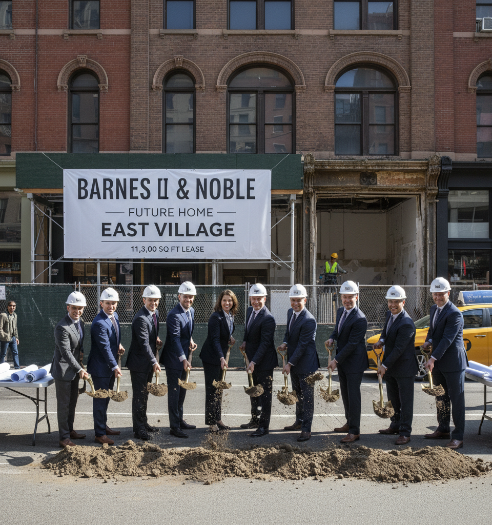 Barnes & Noble to Open New East Village Store in 11,300-Square-Foot Lease — AI-generated illustration