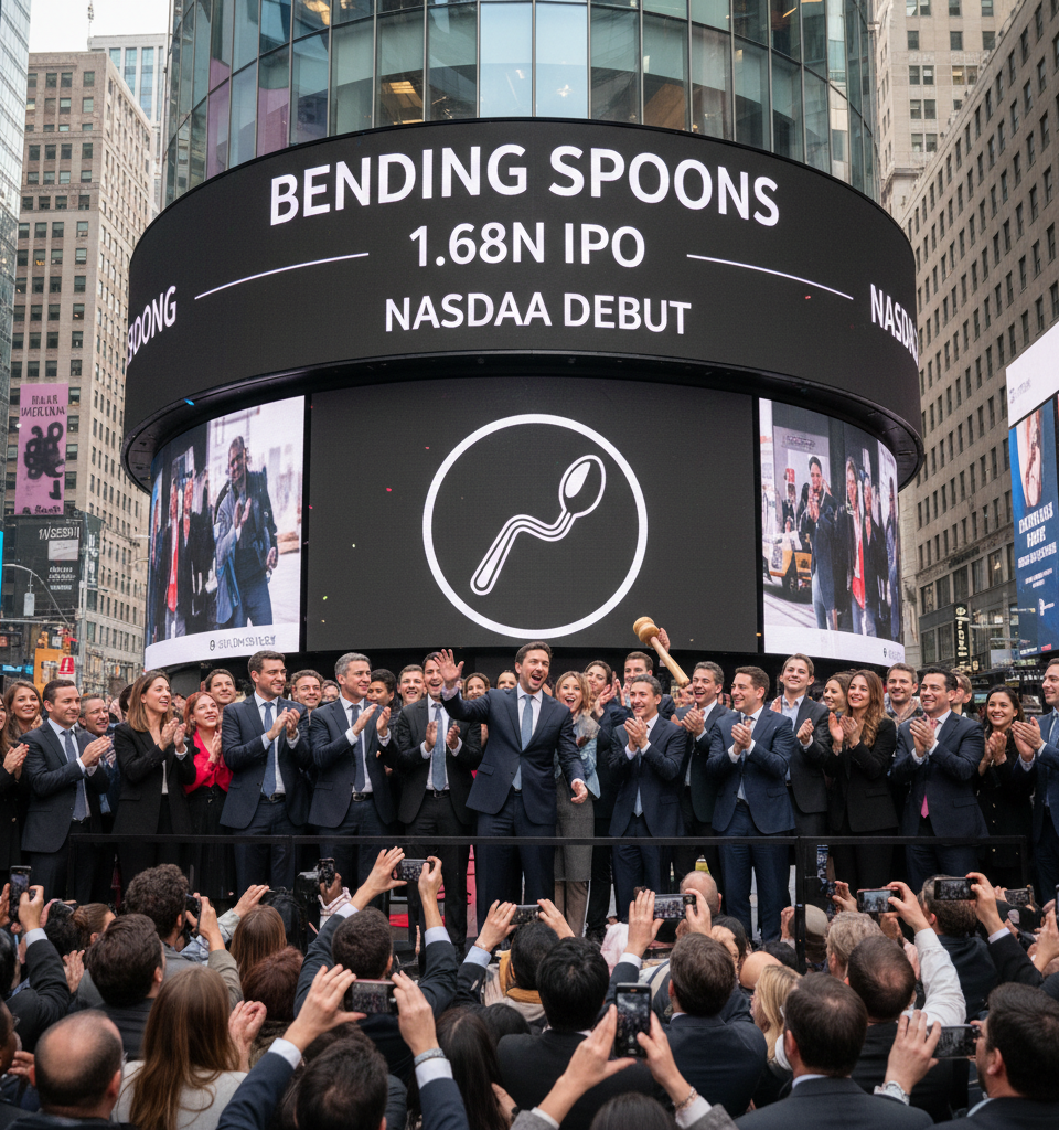 Bending Spoons Sets $1.68bn IPO Above Range Ahead of Nasdaq Debut — AI-generated illustration