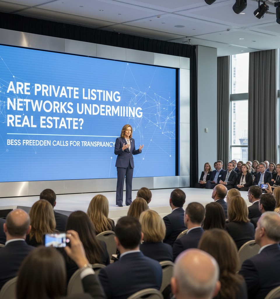 Bess Freedman Calls for Transparency: Are Private Listing Networks Undermining Real Estate? — AI-generated illustration