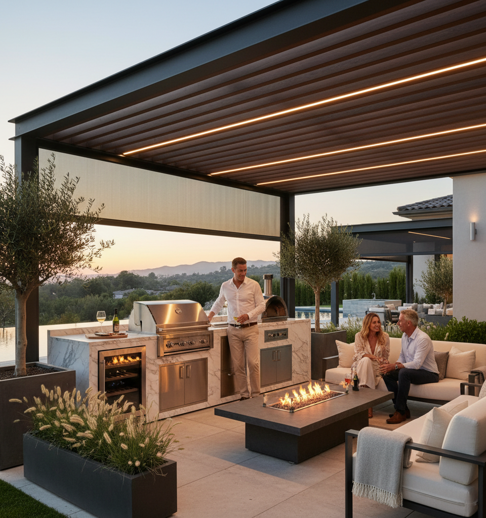 Beyond the Patio: Homeowners Prioritize Enhanced Outdoor Living Over Basic Upgrades — AI-generated illustration