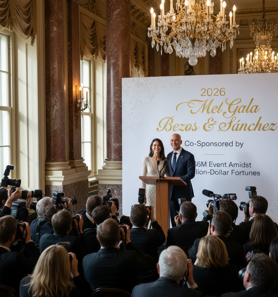Bezos & Sanchez to Co-Sponsor 2026 Met Gala: A $6M Event Amidst Billion-Dollar Fortunes — AI-generated illustration