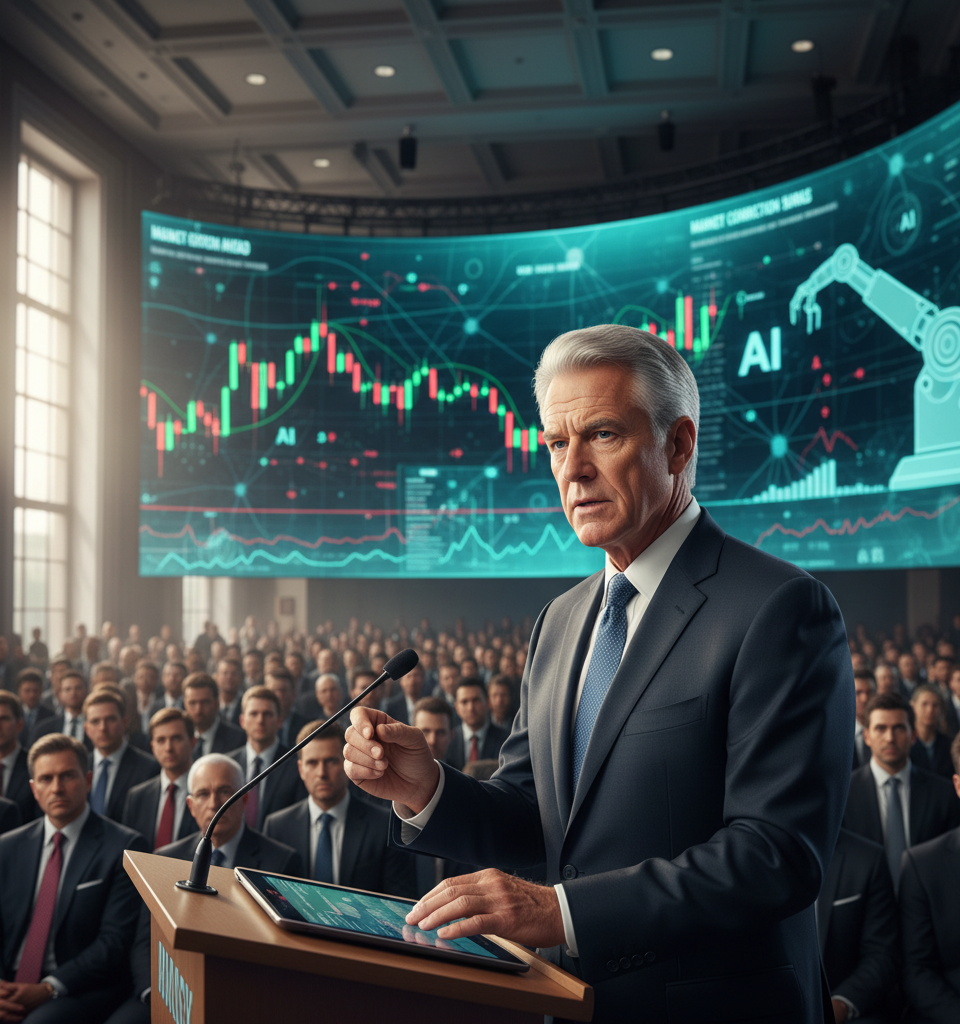 Billionaire Investor Warns of 'Breathtaking' Market Correction While Doubling Down on AI — AI-generated illustration