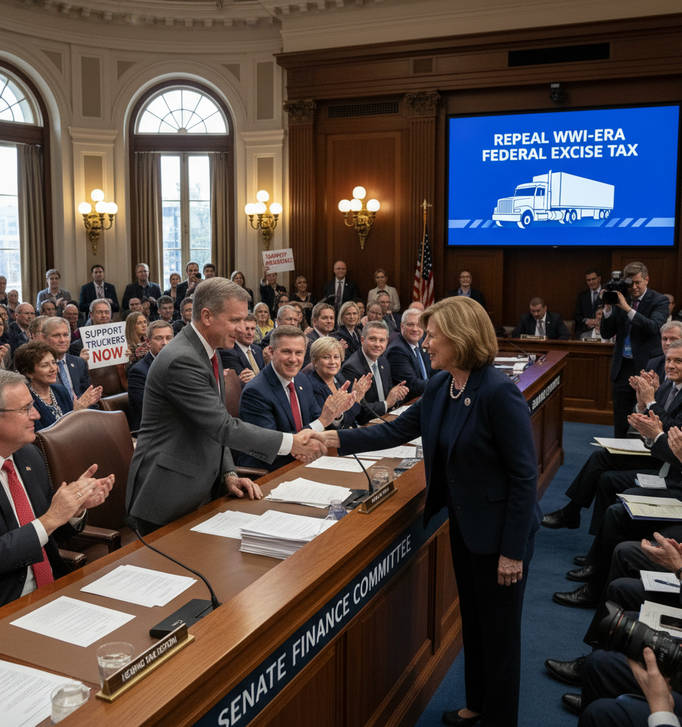 Bipartisan Push to Repeal World War I-Era Federal Excise Tax on Heavy-Duty Trucks — AI-generated illustration