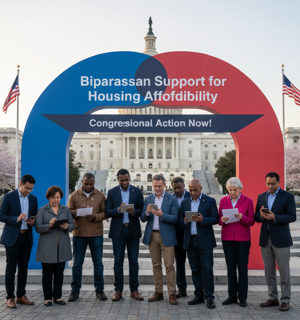 Bipartisan Support Emerges for Congressional Action on Housing Affordability Crisis — AI-generated illustration