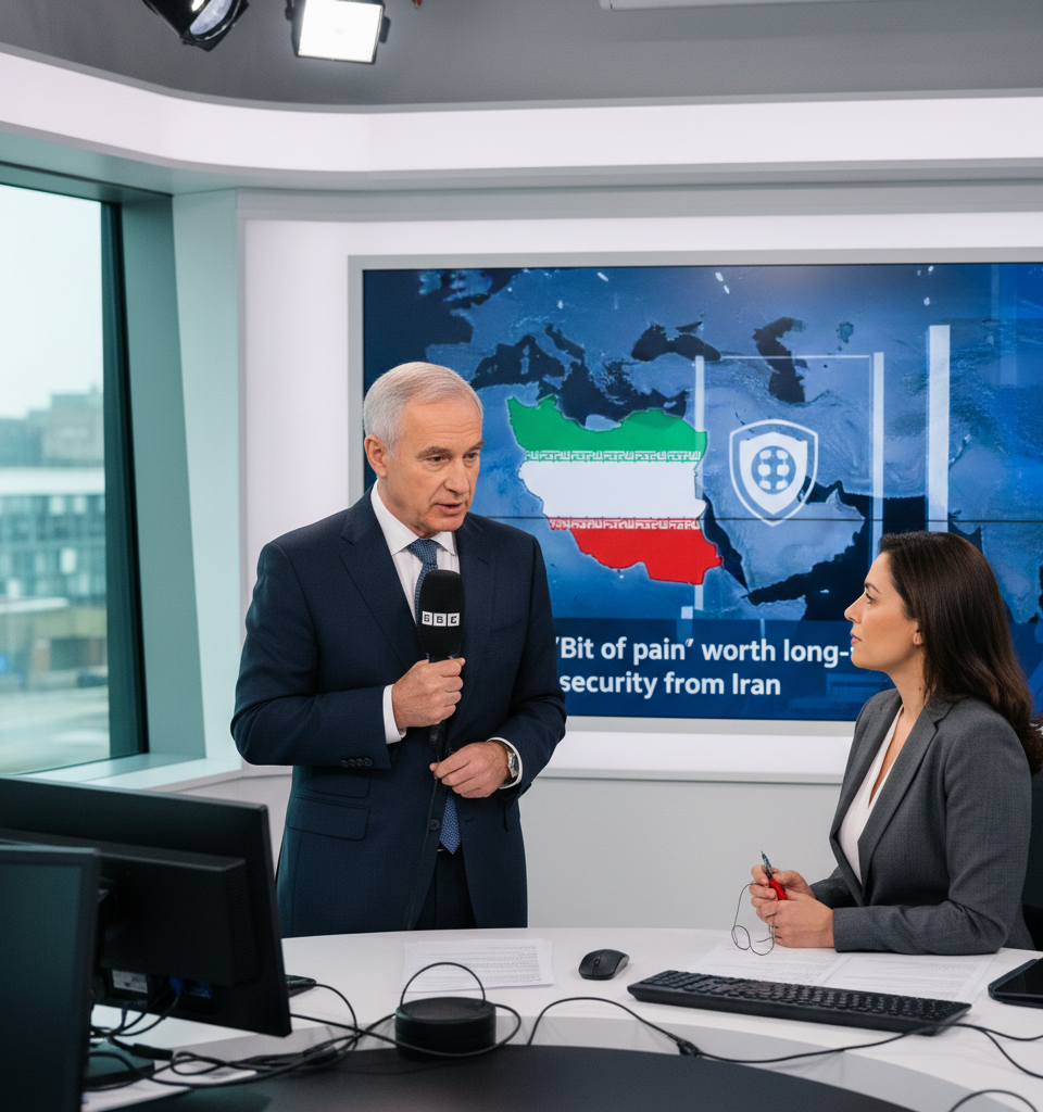 'Bit of pain' worth long-term security from Iran, Bessent tells BBC — AI-generated illustration