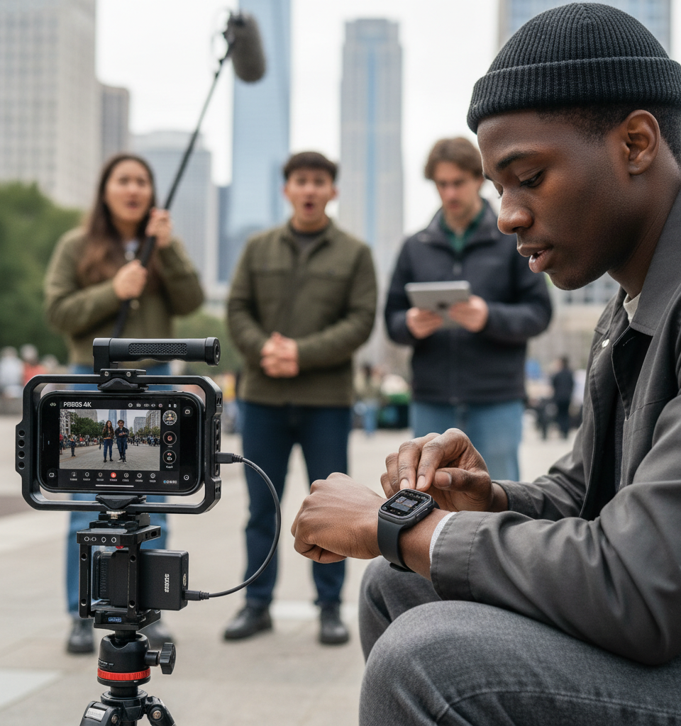 Blackmagic Camera App Revolutionizes Mobile Filmmaking with Apple Watch Integration — AI-generated illustration