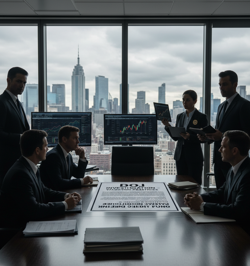 BlackRock Private Credit Fund Under DOJ Scrutiny Over Valuation Practices — AI-generated illustration