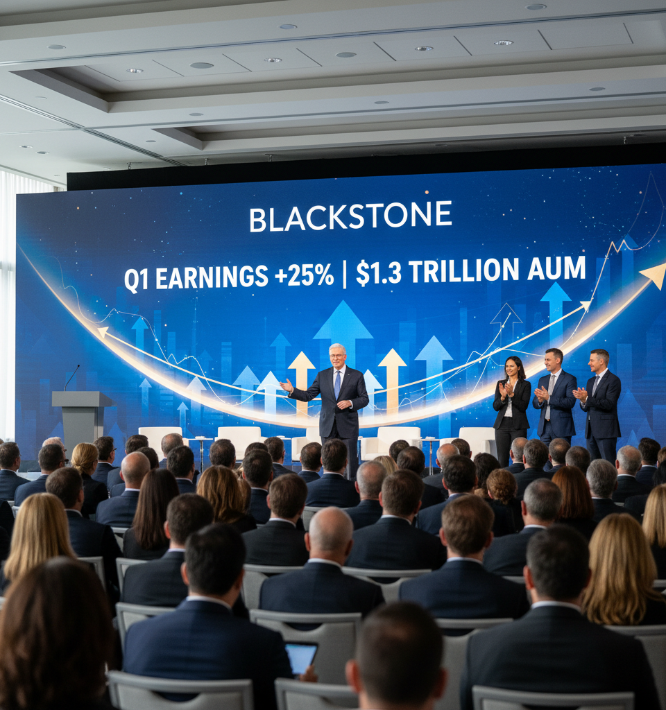 Blackstone Defies Headwinds: Q1 Earnings Surge 25% Amidst $1.3 Trillion AUM Milestone — AI-generated illustration