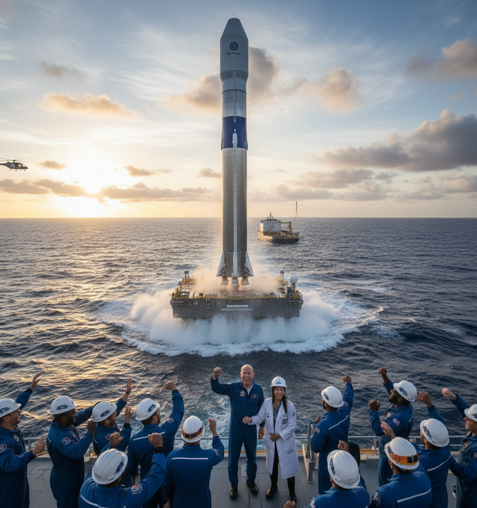 Blue Origin Achieves Historic New Glenn Reuse, Escalating Challenge to SpaceX Dominance — AI-generated illustration