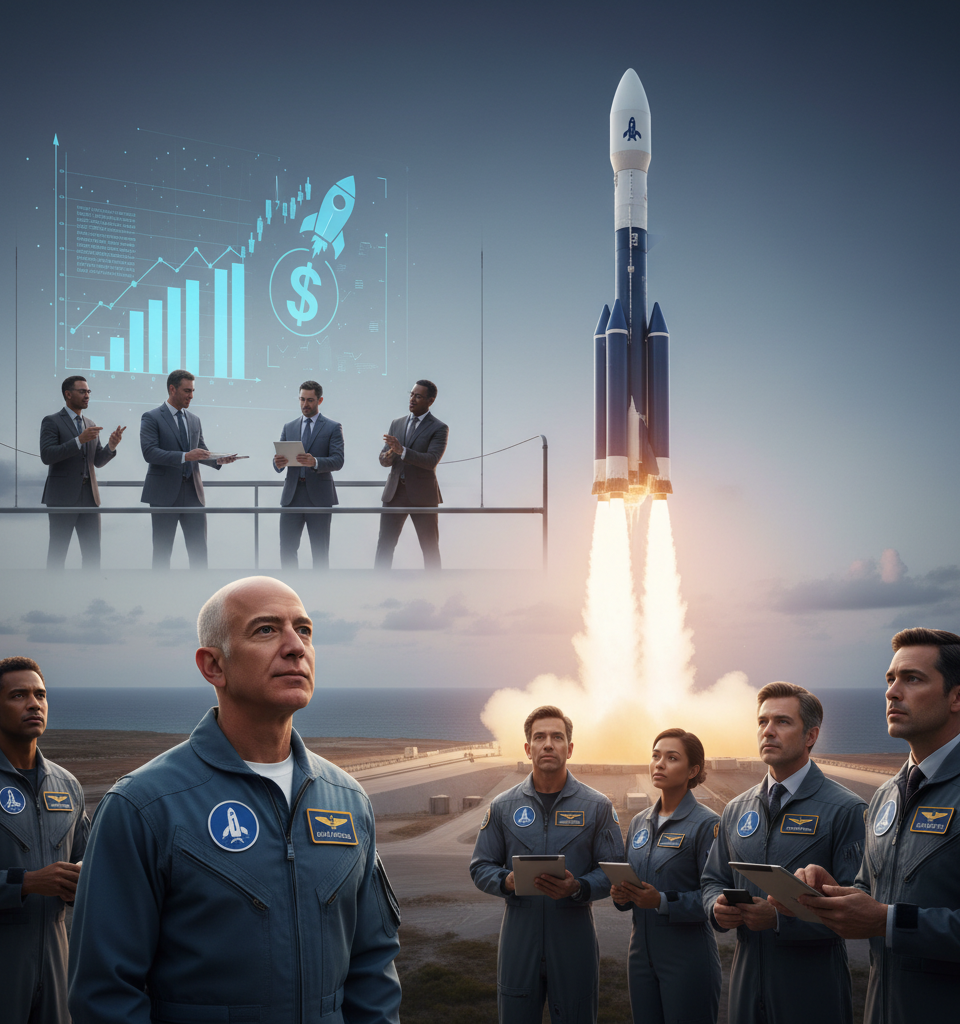 Blue Origin Seeks External Investment After 25 Years of Bezos' Self-Funding — AI-generated illustration