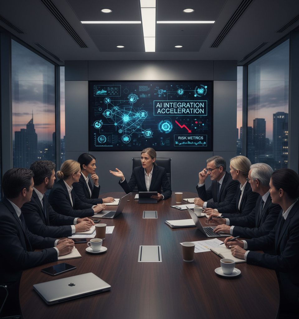 Boardroom AI Rush: CEOs Flag Concerns over Precipitous Digital Transformation Push — AI-generated illustration
