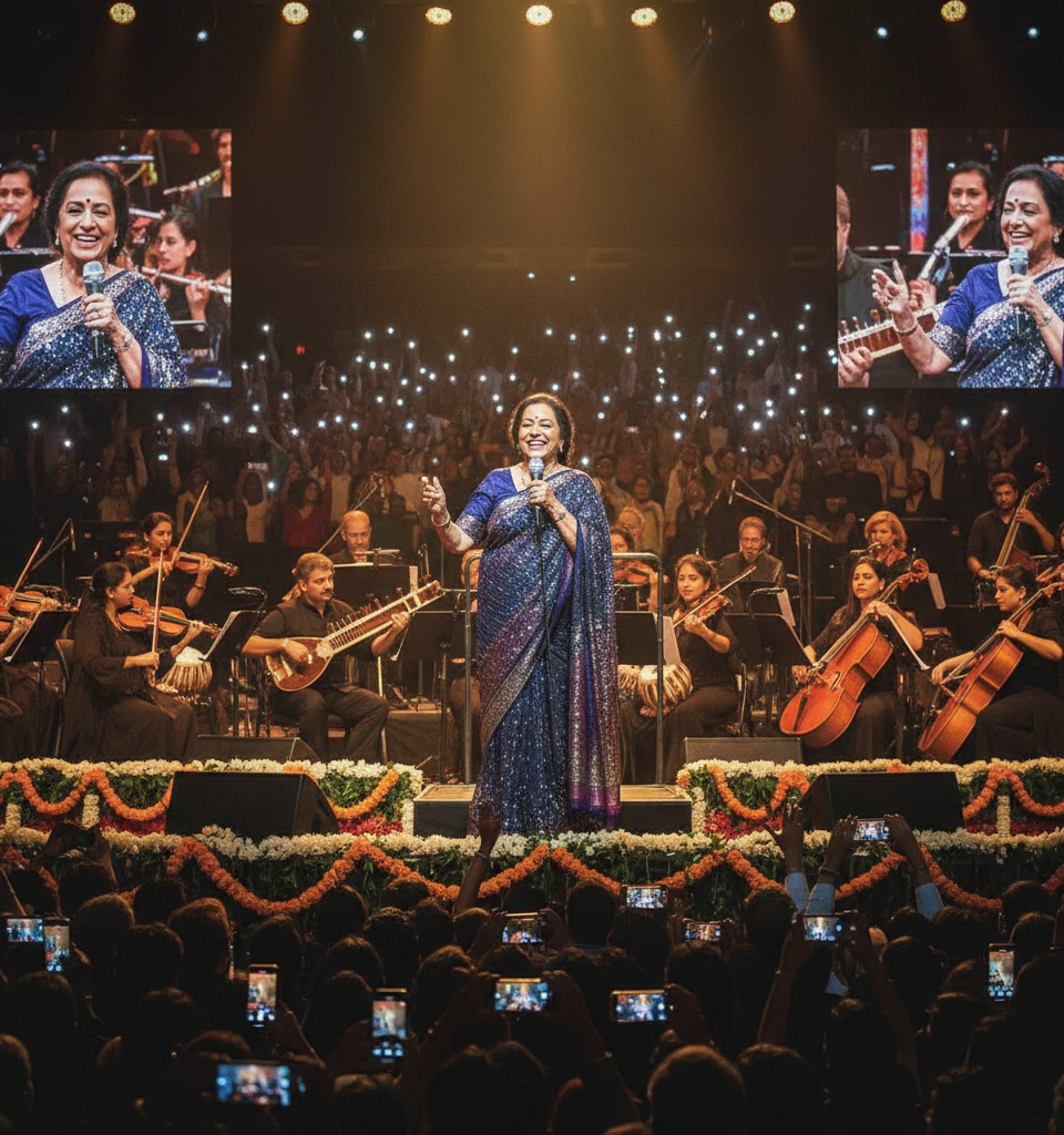 Bollywood Icon Asha Bhosle Passes Away at 92, Leaving Behind a Legacy of Melodies — AI-generated illustration