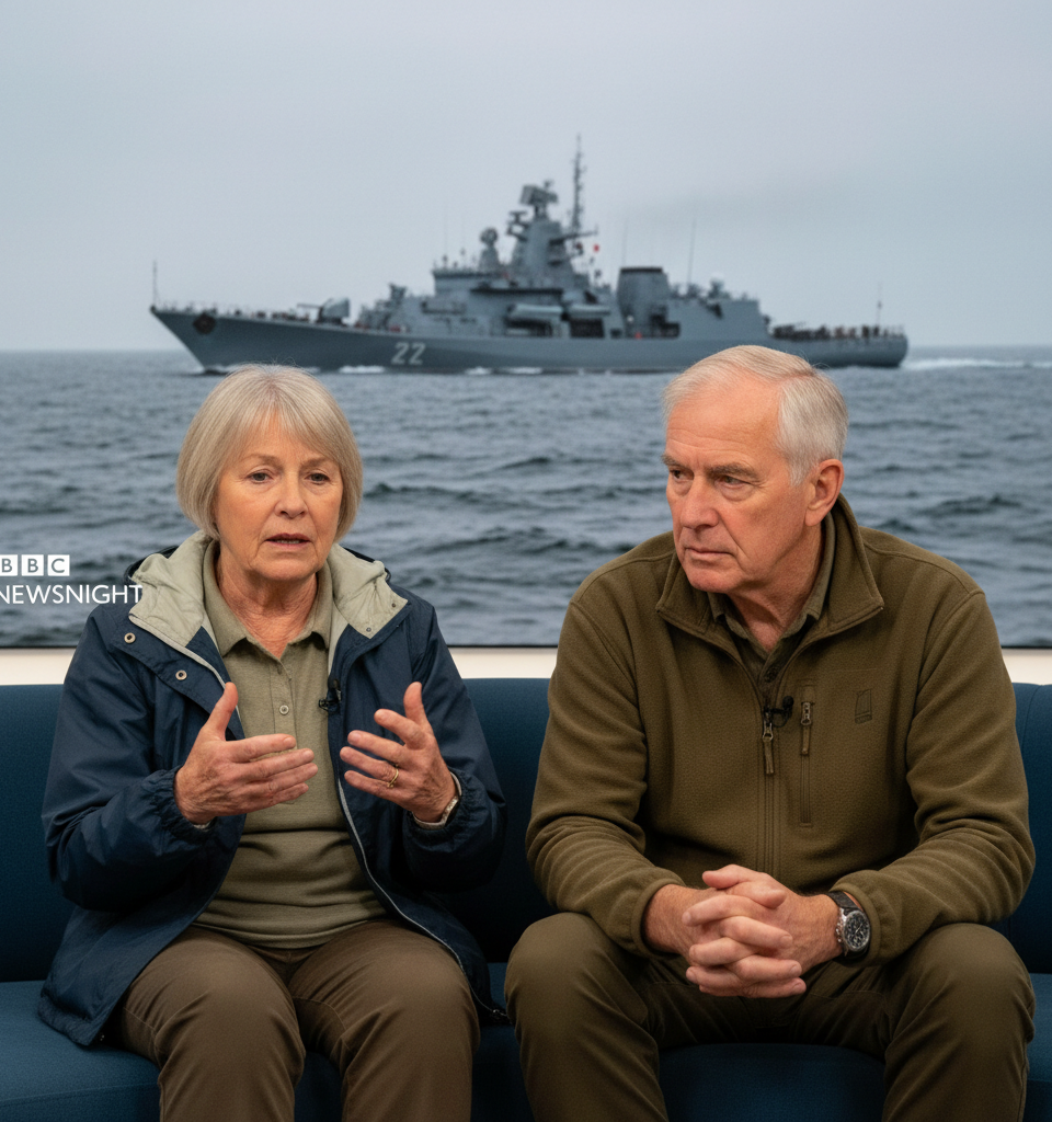 British Couple Recount 'Surreal' Russian Warship Warning Shot Encounter — AI-generated illustration